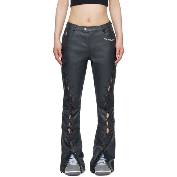 NEW $400 Nike Jordan x Travis Scott Cactus Jack Genuine Leather Moto Pants Sz 2 - Picture 6 of 16